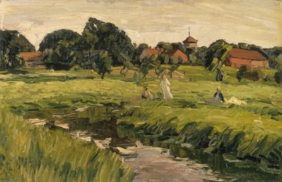 Dzieci nad strumieniem (olej na płótnie) autorstwa J. Hansch