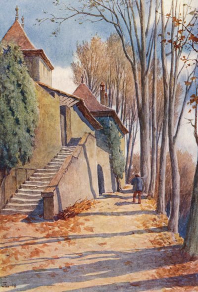 Chateau de Prangins (kolorowa litografia) autorstwa J. Hardwicke Lewis