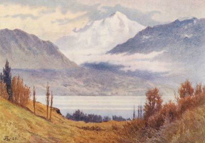 Mont Blanc z góry Morges (kolorowa litografia) autorstwa J. Hardwicke Lewis