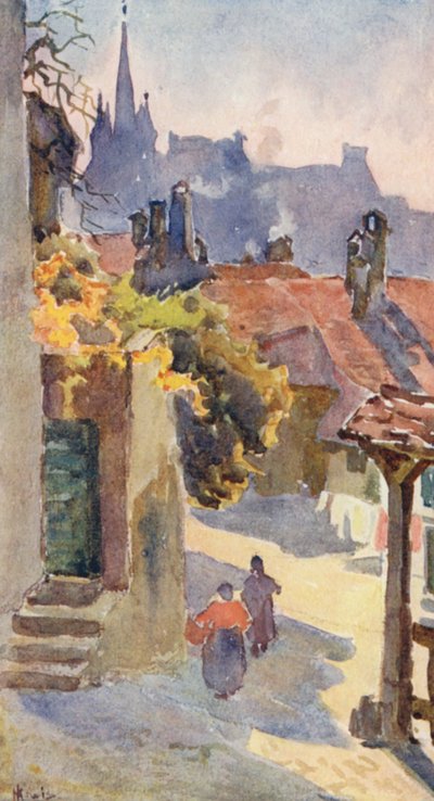 Iglice St Francois, Lozanna (kolorowa litografia) autorstwa J. Hardwicke Lewis