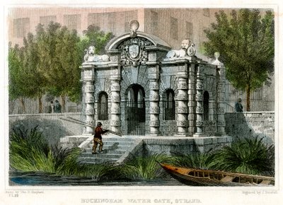 Buckingham Water Gate, Strand, Westminster, Londyn, 1830. autorstwa J Henshall