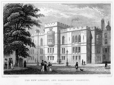 Nowa Biblioteka i Izby Parlamentu, Temple, Londyn, 1829. autorstwa J Hinchcliff
