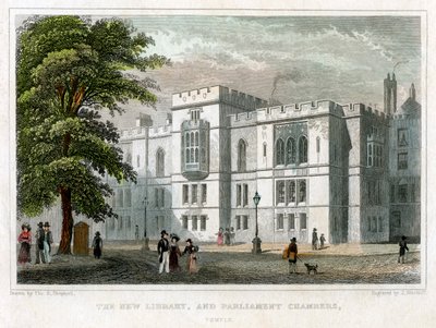 Nowa Biblioteka i Izby Parlamentu, Westminster, Londyn, 1829. autorstwa J Hinchcliff