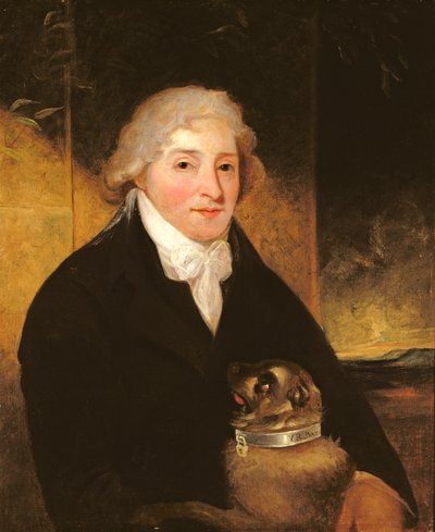 Venanzio Rauzzini z psem Turk, ok.1795 autorstwa J. Hutchison