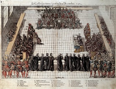 Kolokwium z Poissy (9 lutego) autorstwa J. J. and Tortorel J. (fl.1568 92) Perrissin