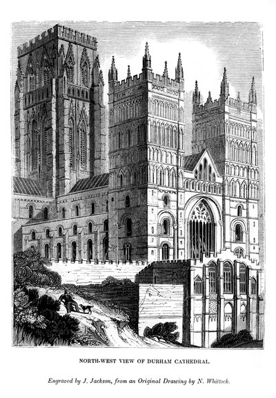 Widok północno-zachodniej katedry w Durham, 1843 autorstwa J. Jackson