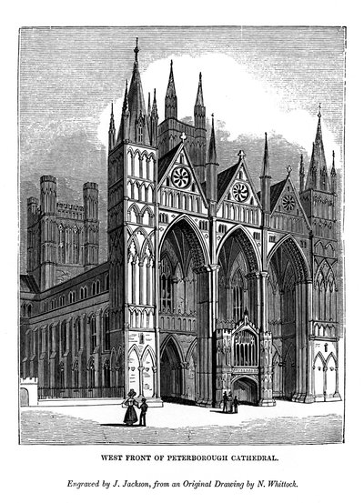 Zachodni front katedry w Peterborough, 1843 autorstwa J. Jackson