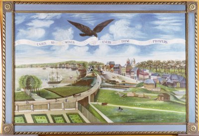 Widok Nowego Orleanu z Plantation of Marigny, 1803 autorstwa J. L. Bouquet de Woiseri