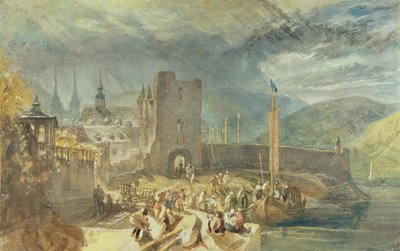Widok na Boppard, z postaciami na brzegu rzeki autorstwa J. M. W. and Wyatt James Turner