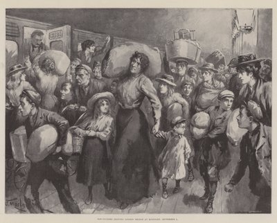 Zbieracze chmielu opuszczający most londyński o północy, 1 września autorstwa J. Macfarlane