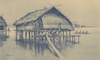 Wioska morska Nowej Gwinei (lito) autorstwa J. Macfarlane