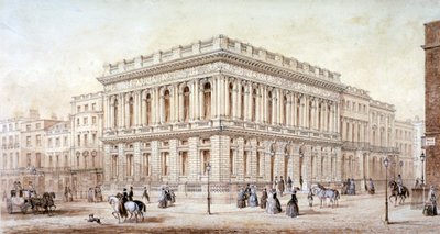 Widok klubu armii i marynarki wojennej na Pall Mall, Westminster, Londyn, c1853 autorstwa J Marchant