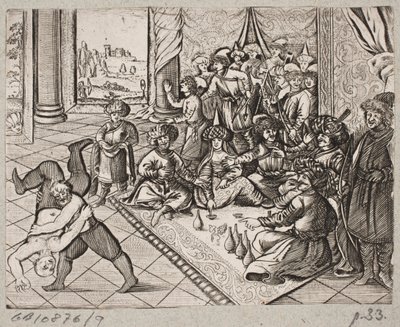 Ilustracja do Adama Oleariusa, „Perski Rosenthal genialnego poety Schicha Saadi […]”, Szlezwik 1660 autorstwa J. Muller