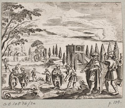Ilustracja do Adama Oleariusa, „Perski Rosenthal genialnego poety Schicha Saadi […]”, Szlezwik 1660 autorstwa J. Muller
