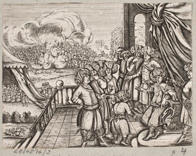 Ilustracja do Adama Oleariusa, „Perski Rosenthal genialnego poety Schicha Saadi […]”, Szlezwik 1660 autorstwa J. Muller