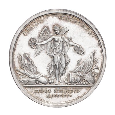 Medal upamiętniający księcia Wellington i feldmarszałka von Blücher 1815, ok.1815 (srebrny) autorstwa J. N. Lang