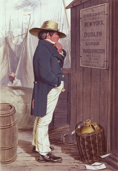 Homeward Bound, The Quay of New York, grawerowane przez T.H.E. Mcguire, 1854 (patrz 189006) autorstwa J Nicol