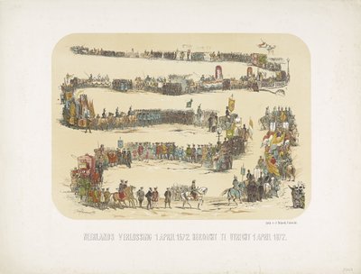 Dutch Redemption 1 kwietnia 1572. Upamiętniony w Utrechcie 1 kwietnia 1872 (tytuł na obiekcie) autorstwa J. Nikerk