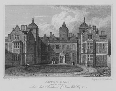 Aston Hall, Warwickshire, Późna rezydencja Jamesa Watta, Esquire, FSA (grawerowanie) autorstwa John Preston Neale