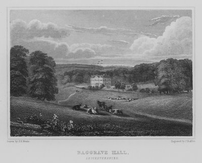 Baggrave Hall, Leicestershire (grawerowanie) autorstwa John Preston Neale