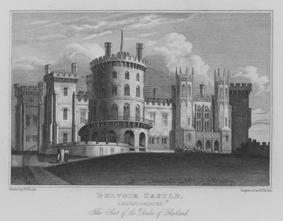 Zamek Belvoir, Leicestershire; Siedziba księcia Rutland (rycina) autorstwa John Preston Neale