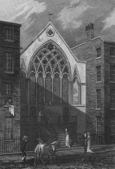 Kaplica, Plac Ely (rycina) autorstwa John Preston Neale