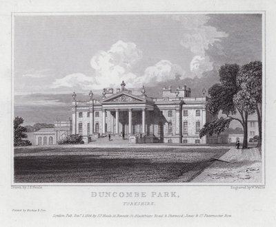 Duncombe Park, Yorkshire (grawerowanie) autorstwa John Preston Neale