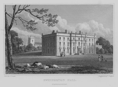 Swinnerton Hall, Staffordshire (grawerowanie) autorstwa John Preston Neale