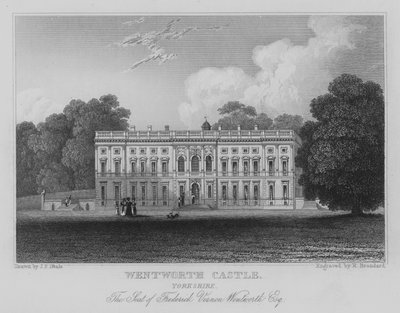Zamek Wentworth, Yorkshire, Siedziba Fredericka Vernona Wentwortha, Esquire (grawerowanie) autorstwa John Preston Neale