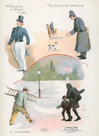 Policjant lub Obieracz z 1837 r., Policjant obecnie, Latarnik, Kominiarz autorstwa J. R. Sinclair