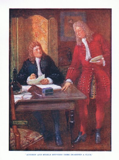 Addison i Steele między nimi wyobrażali sobie klub, z publikacji English Literature, TC i EC Jack, c.1920 autorstwa J. R. Skelton