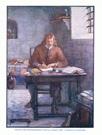 Podczas uwięzienia Bunyan napisał The Pilgrims Progress, z publikacji English Literature, wydanej przez T C i EC Jacka, ok. 1920 r. autorstwa J. R. Skelton