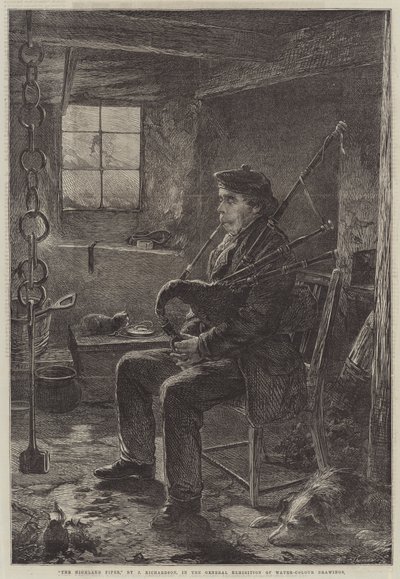 Grawerowanie Highland Piper autorstwa J. Richardson