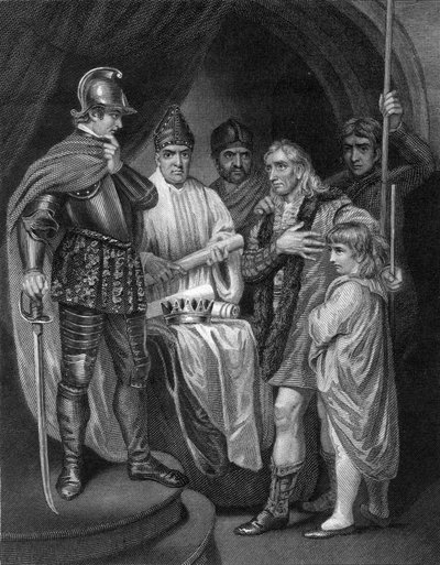 Balliol poddający swoją koronę Edwardowi I z Anglii, 1296. autorstwa J. Rogers