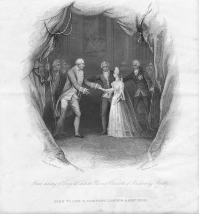 Pierwsze spotkanie Jerzego III z księżną Charlotte..., 1761, połowa XIX wieku. autorstwa J. Rogers