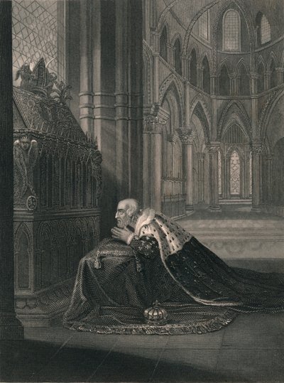 Ludwik VII, król Francji, Przed grobowcem Becketa, połowa XIX wieku. autorstwa J. Rogers