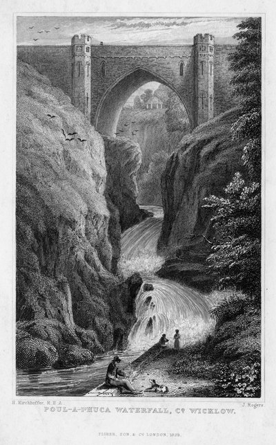 Wodospad Poul Phuca, hrabstwo Wicklow, 1829. autorstwa J. Rogers
