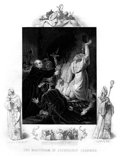Męczeństwo arcybiskupa Cranmera, 1556, 1877 autorstwa J. Rogers