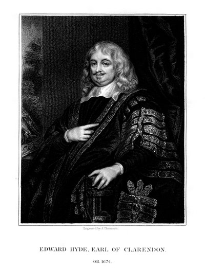 Edward Hyde, 1. hrabia Clarendon, angielski historyk i mąż stanu, 1824. autorstwa J. Thomson