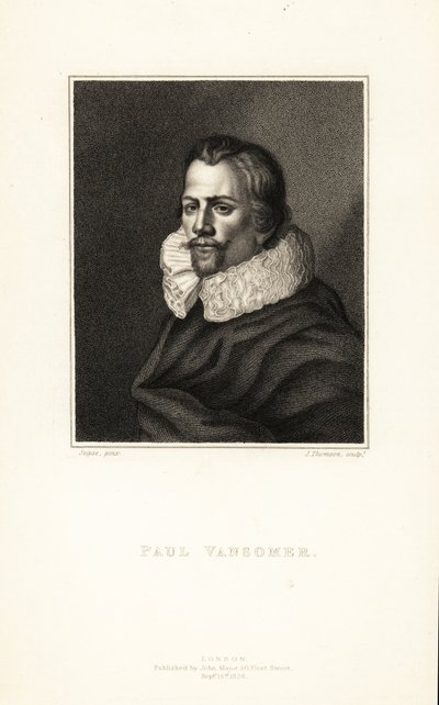 Portret Paula van Somera, flamandzkiego artysty i nadwornego malarza króla Anglii Jakuba I, około 1577-1621 autorstwa J. Thomson