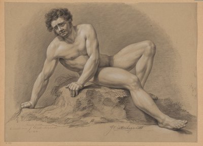 Akt męski w pozycji siedzącej, widziany z przodu (II nagroda 1810) autorstwa J. Uittenbogaardt