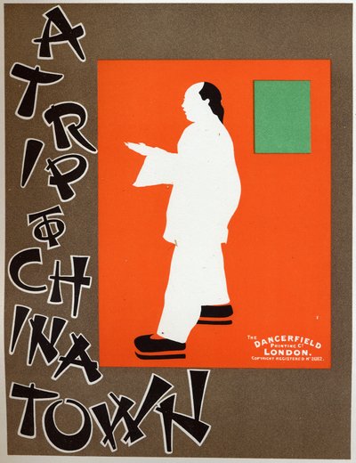 Sztuka. Zabawa. Wycieczka do Chinatown, spektakl muzyczny Charlesa Hoyta. Plakat Berggarstaff, Anglia, ok. 1891-1895 (plakat) autorstwa J. and W. Beggarstaff