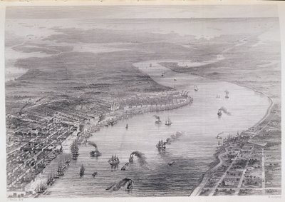 Nowy Orlean z lotu ptaka, z „Historii Stanów Zjednoczonych”, tom. II, Charles Mackay, ryty W. Ridgeway, c.1830 autorstwa J. Wells