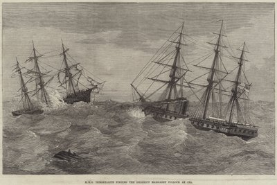 HMS Immortalite odnajduje opuszczoną Margaret Pollock na morzu autorstwa J. Wells