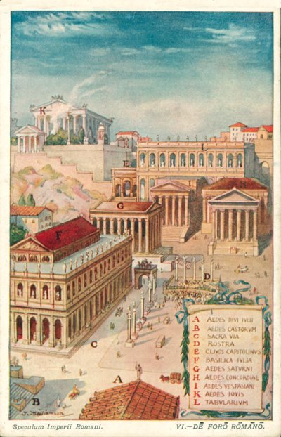 Forum Romanum, starożytny Rzym (kolor lito) autorstwa J. Williamson