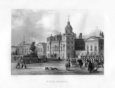 Horse Guards, Londyn, XIX wiek. autorstwa J. Woods