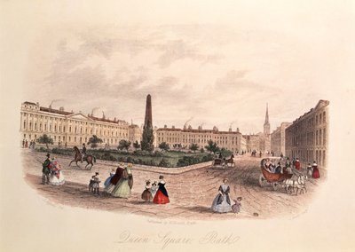 Queen Square, Bath, ryt J. Shury, ok. 1840 autorstwa J. after Appleby