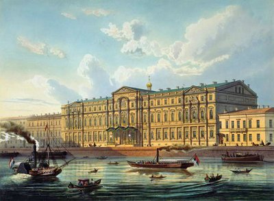 Pałac Wielkiego Księcia Michaiła i Nabrzeże Pałacowe, druk Jacottet i Bachelier, wyd. Lemercier, Paryż, lata 50. XIX wieku autorstwa J. after Charlemagne