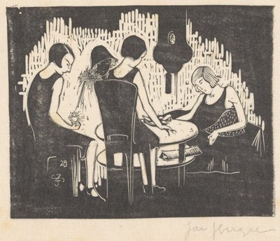 Cztery kobiety siedzące przy stole autorstwa Jac Jongert (signed by artist)