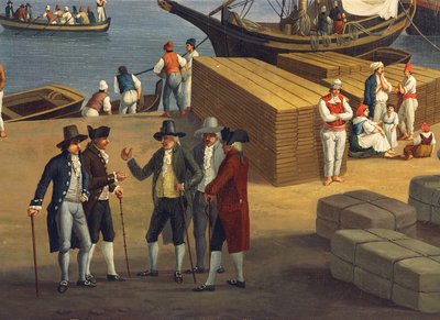 Detal z widoku portu w Mesynie z Palazzo del Senato autorstwa Jacob Philippe Hackert